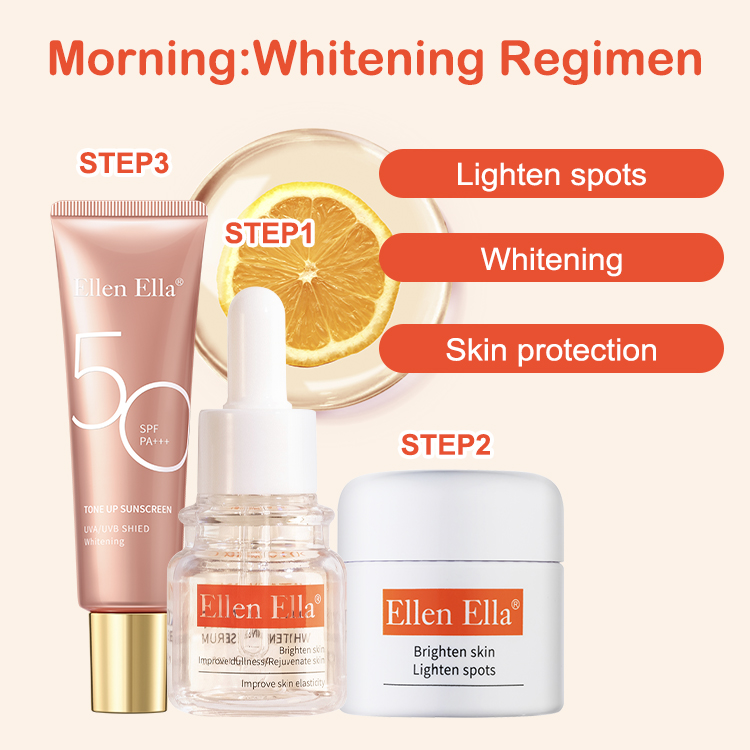ELLEN ELLA Advanced Skincare Regimen-Super Morning Whitening &  Advanced Night Anti aging-Gold VC Complex Serum& Triple Retinol Cream & SPF50+ Sunscreen-Korean Glass Skin